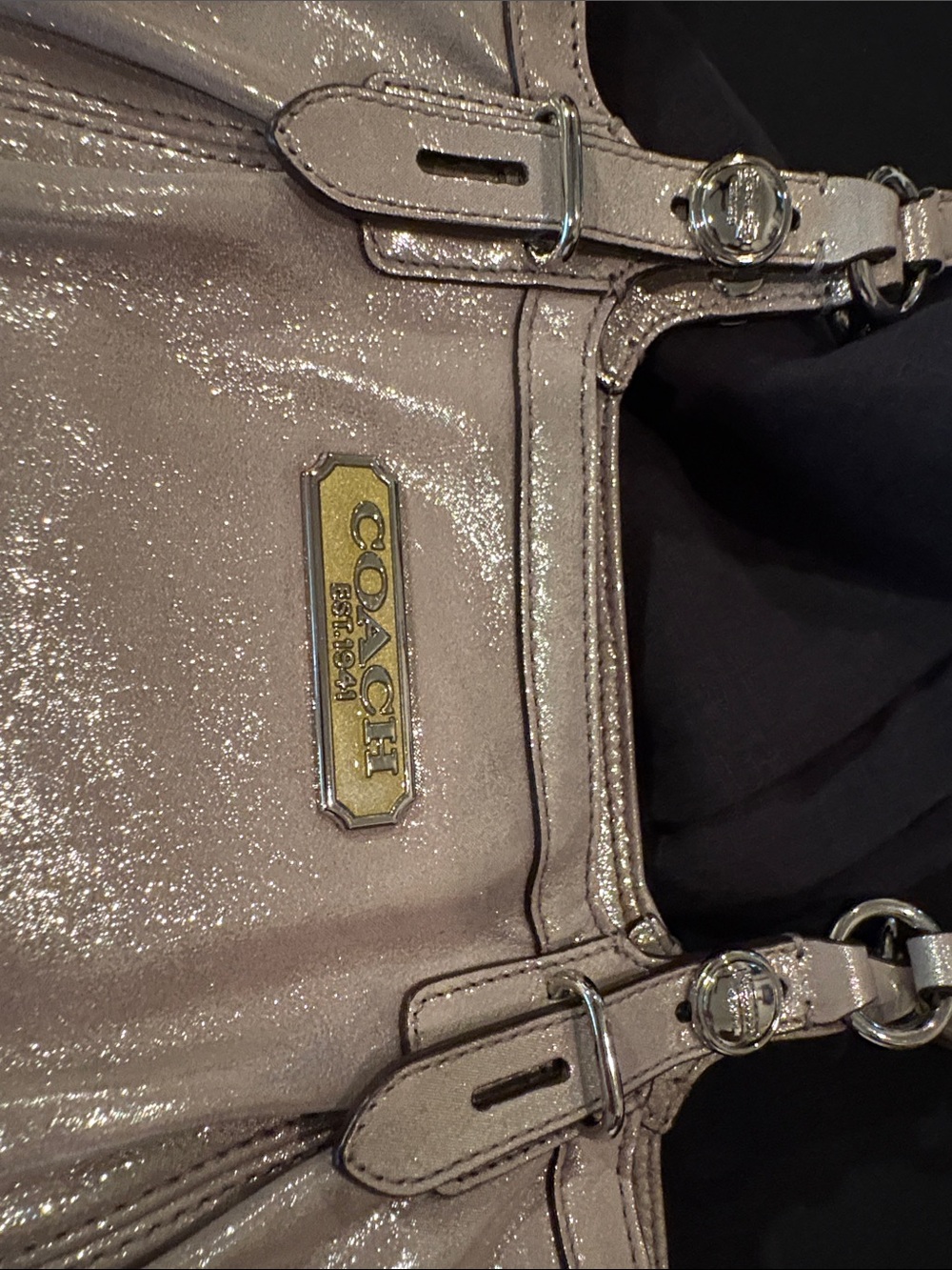 COACH  metallic Leather bag  in champagne - Picture 2 of 6